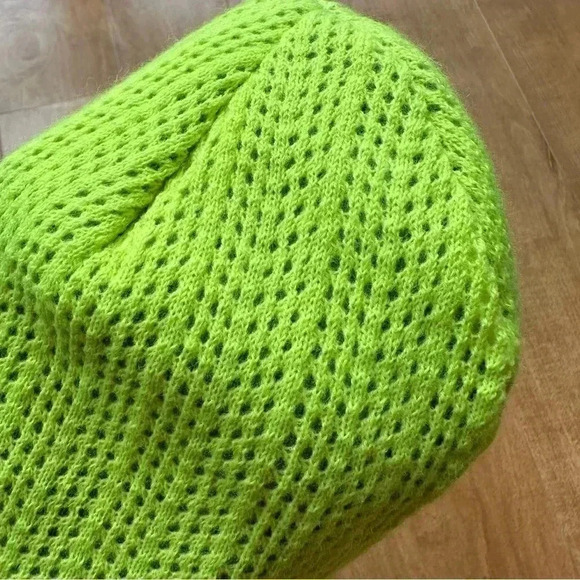 Champion Neon Green Crochet Outdoor Running Athleisure Beanie, OS - Picture 8 of 15